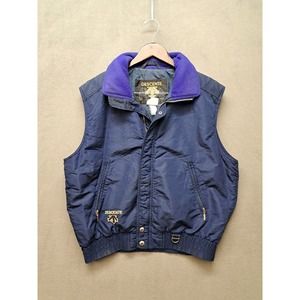 Vintage Descente Insulated Snow Ski Vest Jacket Zip-Snap Pocket Blue Men's XL